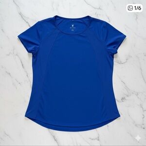 Spyder Women’s Large Royal Blue Performance Short Sleeve Athletic T-Shirt EUC